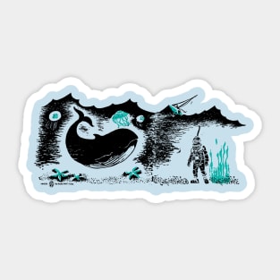 Vintage Storybook Whale Sticker